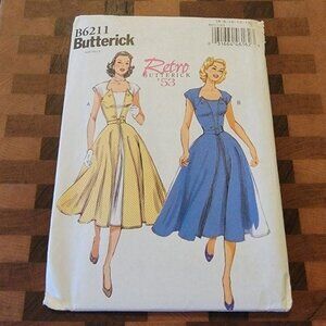 Butterick 6211 - Uncut - 1953 Vintage Reproduction - Sizes 6-14